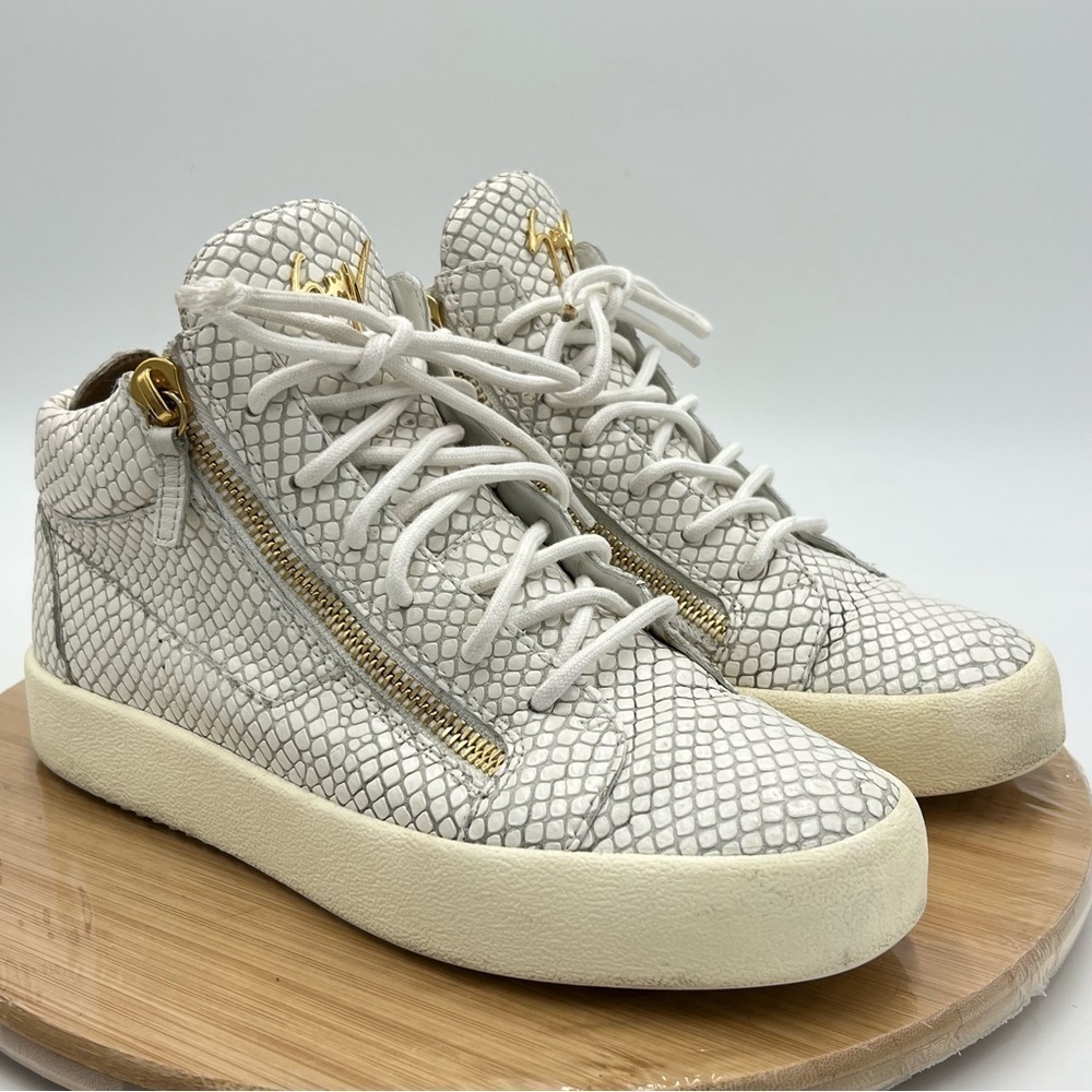 Giuseppe Zanotti Snakeskin White High Top Sneakers Size 42 - Picture 6 of 15